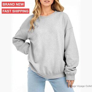Oversized Fleece Lined Sweatshirt Women's Crewneck Pullover Long Sleeve